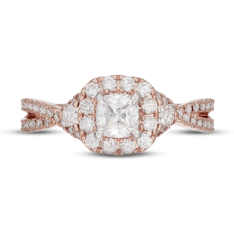 Main Image 3 of Previously Owned Neil Lane Diamond Engagement Ring 1-1/8 ct tw Cushion & Round-cut 14K Rose Gold