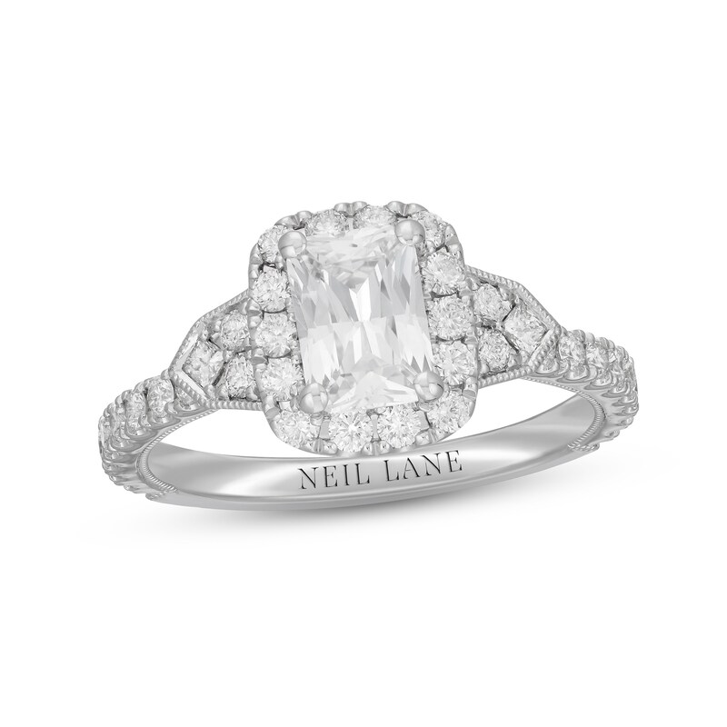 Main Image 1 of Previously Owned Neil Lane Diamond Engagement Ring 1-5/8 ct tw Radiant, Round & Princess-cut 14K White Gold