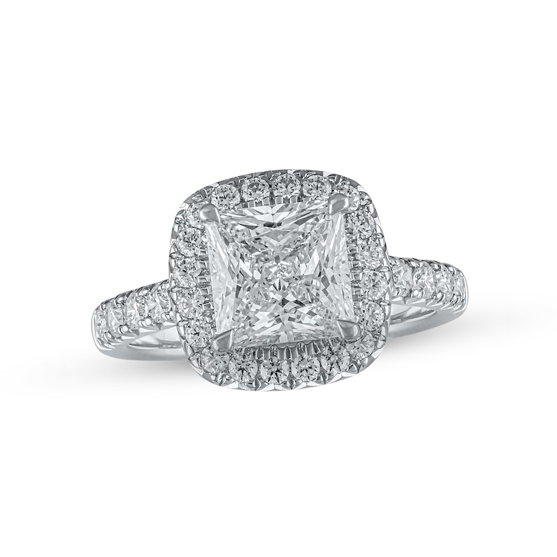 Main Image 1 of Previously Owned Lab-Grown Diamonds Princess-Cut Engagement Ring 2-3/4 ct tw 14K White Gold