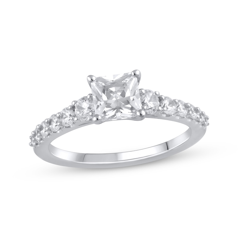 Main Image 1 of Previously Owned Lab-Grown Diamonds Princess-Cut Engagement Ring 1-1/2 ct tw 14K White Gold