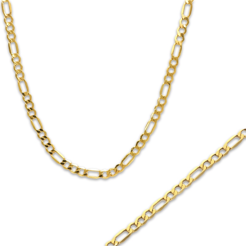 Main Image 1 of Previously Owned Semi-Solid Figaro Chain Necklace & Bracelet Set 10K Yellow Gold