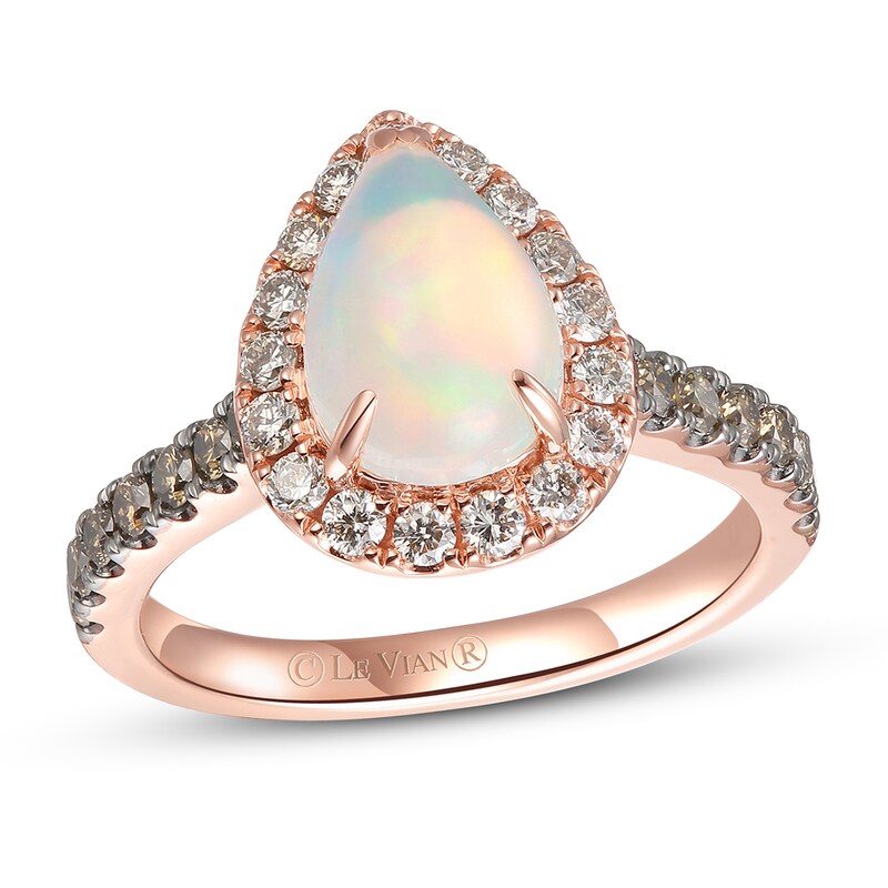 Main Image 1 of Previously Owned Le Vian Opal Ring 3/4 ct tw Diamonds Pear-shaped 14K Strawberry Gold