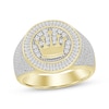 Thumbnail Image 1 of Previously Owned Men’s Round & Baguette-Cut Diamond Crown Signet Ring 1/2 ct tw 10K Yellow Gold