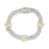 Thumbnail Image 1 of Previously Owned Men's Diamond & Lab-Created Ruby Lion Curb Chain Bracelet 1 ct tw Round-cut 10K Yellow Gold 8.5"