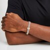Thumbnail Image 4 of Previously Owned Men's Diamond & Lab-Created Ruby Lion Curb Chain Bracelet 1 ct tw Round-cut 10K Yellow Gold 8.5"