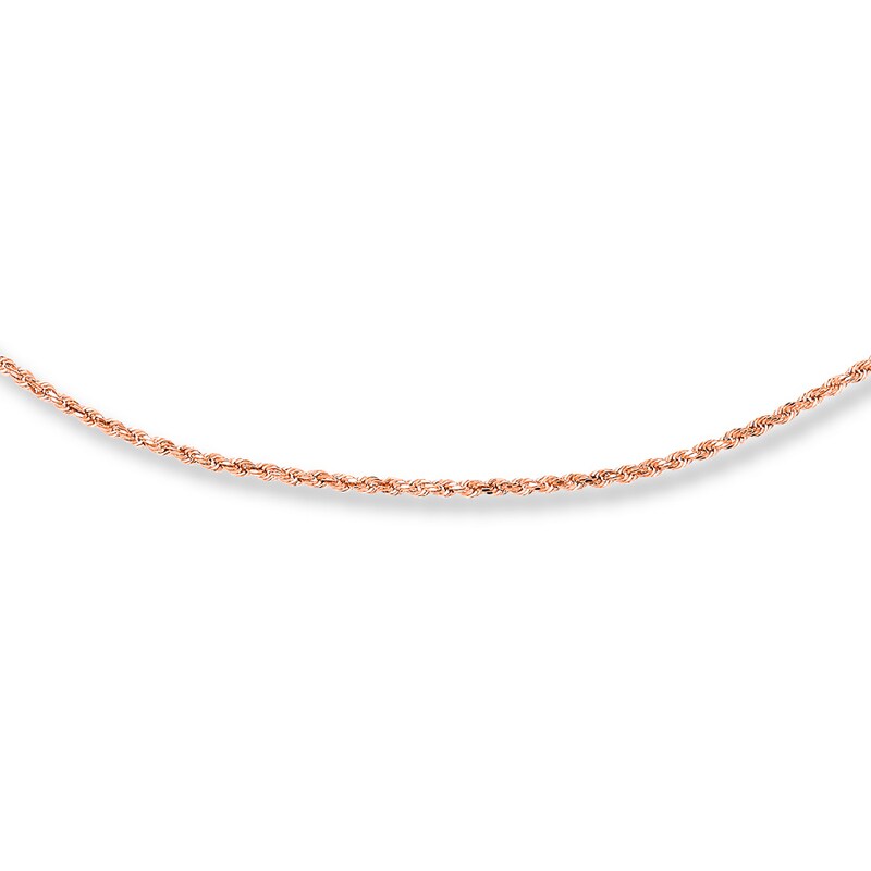 Main Image 1 of Previously Owned Rope Chain Necklace Semi-Solid 10K Rose Gold 24"