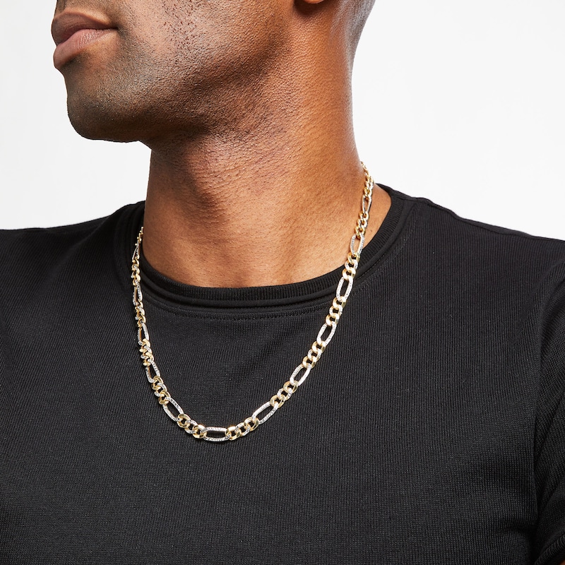 Main Image 2 of Previously Owned Figaro Chain Necklace Semi-Solid 10K Yellow Gold 22"