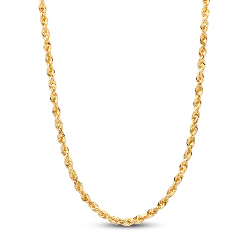 Main Image 1 of Previously Owned Rope Chain Necklace Solid 10K Yellow Gold 24"