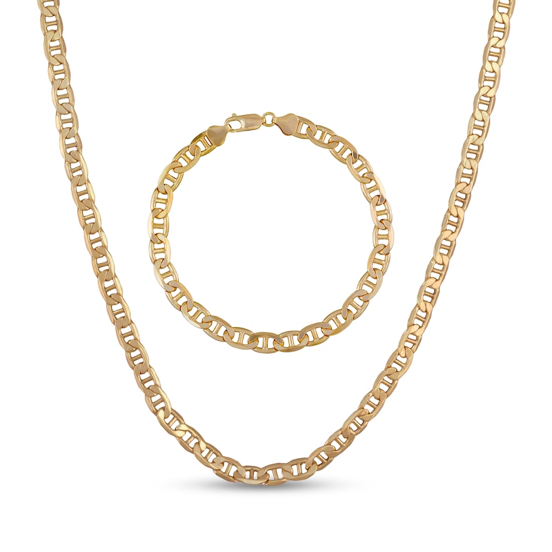 Main Image 1 of Previously Owned Hollow Mariner Link Chain Set 10K Yellow Gold 8"/22"