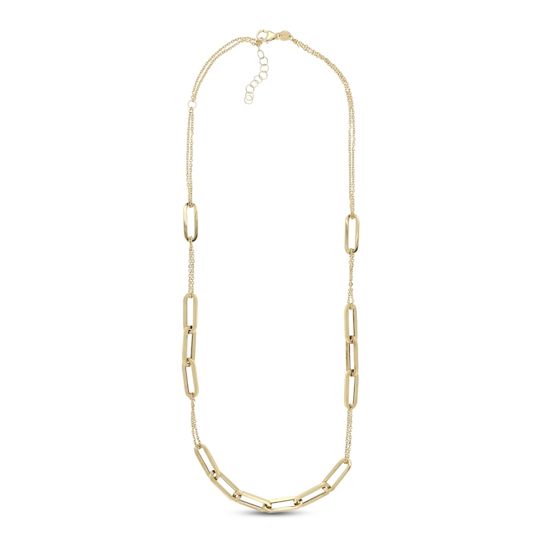 Main Image 1 of Previously Owned Paperclip Station Necklace 10K Yellow Gold 18&quot;
