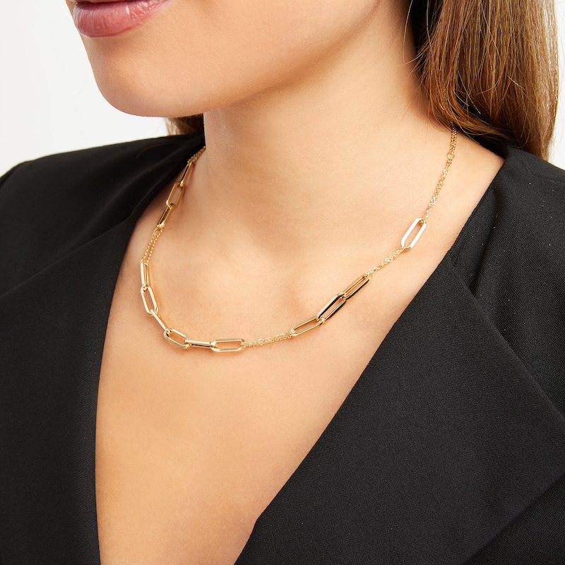 Main Image 2 of Previously Owned Paperclip Station Necklace 10K Yellow Gold 18&quot;