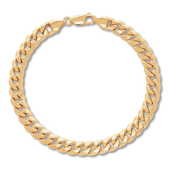 Previously Owned Cuban Curb Chain Bracelet Hollow 14K Yellow Gold 8.5"