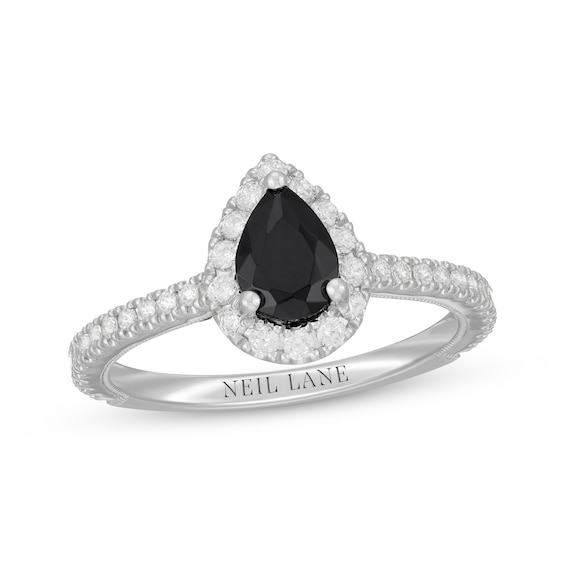 Previously Owned Neil Lane Pear-Shaped Black & White Diamond Engagement Ring 1-1/8 ct tw 14K Gold