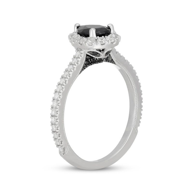 Main Image 2 of Previously Owned Neil Lane Pear-Shaped Black & White Diamond Engagement Ring 1-1/8 ct tw 14K White Gold