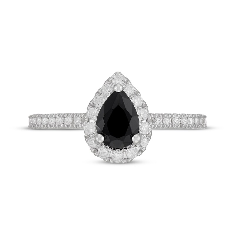 Main Image 3 of Previously Owned Neil Lane Pear-Shaped Black & White Diamond Engagement Ring 1-1/8 ct tw 14K White Gold