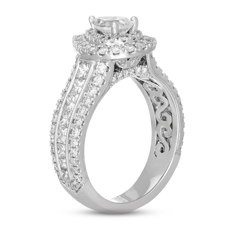 Main Image 2 of Previously Owned Neil Lane Diamond Engagement Ring 2-3/8 ct tw Pear, Round & Princess-cut 14K White Gold