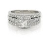 Thumbnail Image 1 of Previously Owned Princess-Cut Diamond Cushion Halo Bridal Set 3/4 ct tw 14K White Gold Size 4.75