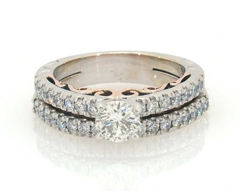 Main Image 1 of Previously Owned Adrianna Papell Round-Cut Diamond Bridal Set 1 ct tw 14K Two-Tone Gold Size 4.75
