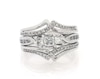 Thumbnail Image 1 of Previously Owned Princess-Cut Three-Stone Diamond Bridal Set 3/4 ct tw 14K & 10K White Gold Size 6.5
