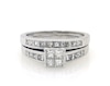 Thumbnail Image 1 of Previously Owned Princess-Cut Quad Diamond Bridal Set 1-1/4 ct tw 14K White Gold Size 8.25
