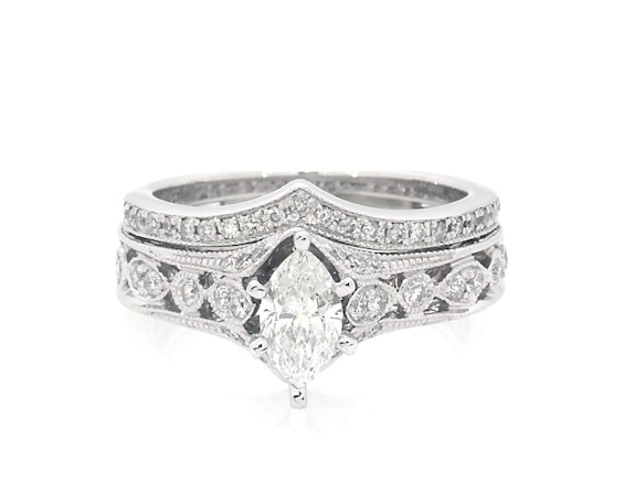 Previously Owned Neil Lane Marquise-Cut Diamond Bridal Set 1 ct tw 14K White Gold Size 5.5