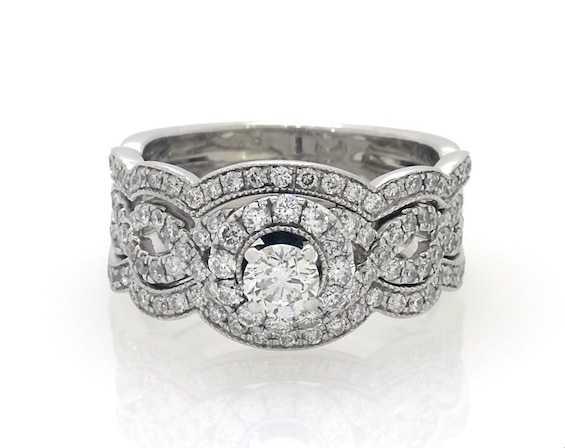 Previously Owned Neil Lane Round-Cut Diamond Bridal Set 1-5/8 ct tw 14K White Gold Size 6.75