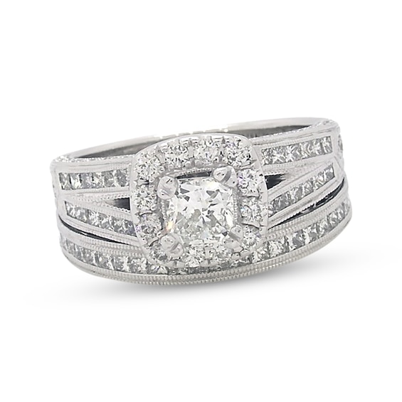 Previously Owned Neil Lane Cushion-Cut Diamond Halo Bridal Set 1-3/4 ct tw 14K White Gold 6.75