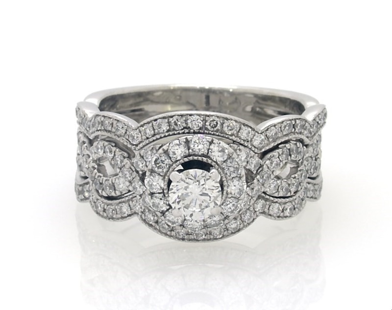 Main Image 1 of Previously Owned Neil Lane Round-Cut Diamond Bridal Set 1-5/8 ct tw 14K White Gold Size 6.5