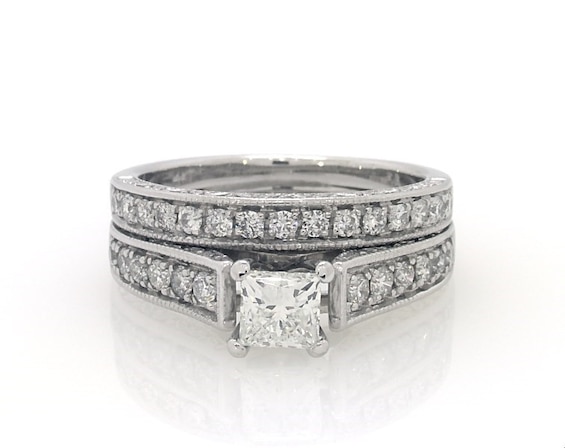 Previously Owned Princess-Cut Diamond Bridal Set 1 ct tw 14K White Gold Size 6.5