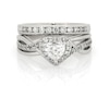 Thumbnail Image 0 of Previously Owned Heart-Shaped Diamond Halo Bridal Set 1 ct tw 14K & 10K White Gold Size 6