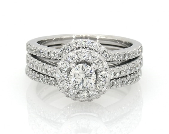 Previously Owned Round-Cut Diamond Bridal Set 1 ct tw 14K White Gold Size 6.25