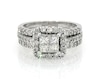Thumbnail Image 1 of Previously Owned Princess-Cut Diamond Quad Cushion Halo Bridal Set 1-3/8 ct tw 14K White Gold Size 5.25