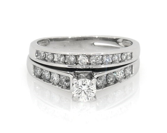 Previously Owned Round-Cut Diamond Bridal Set 1 ct tw 14K White Gold Size 6.25