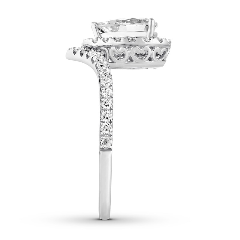 Main Image 3 of Previously Owned Diamond Engagement Ring 1-1/8 ct tw Pear/Round 14K White Gold