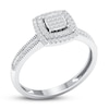 Thumbnail Image 4 of Previously Owned Multi-Diamond Center Double Cushion Halo Engagement Ring 1/4 ct tw 10K White Gold Size 8