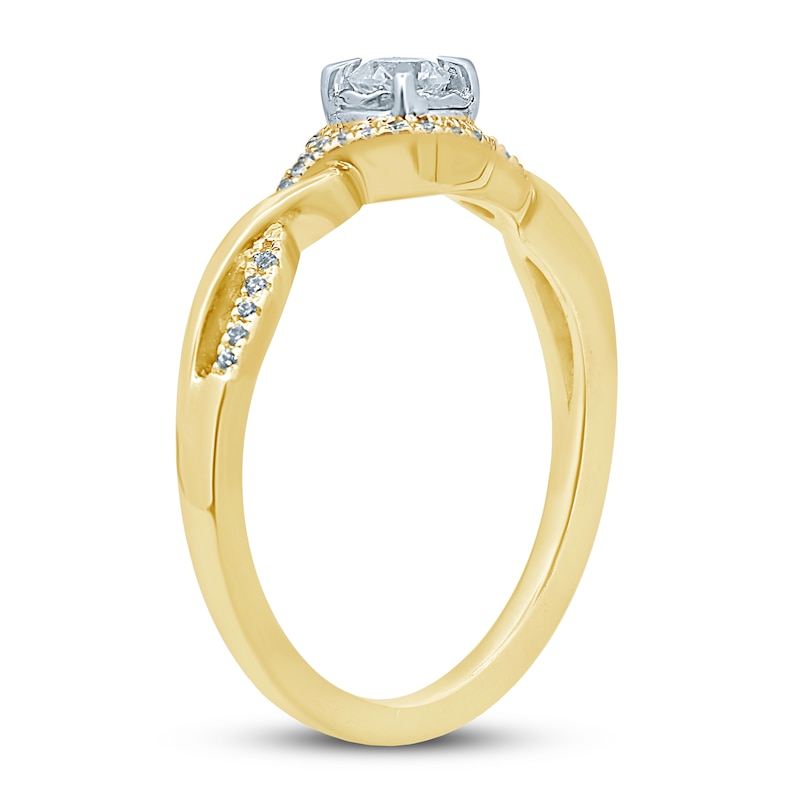 Main Image 2 of Previously Owned Round-Cut Diamond Twist Shank Engagement Ring 1/4 ct tw 10K Two-Tone Gold Size 5