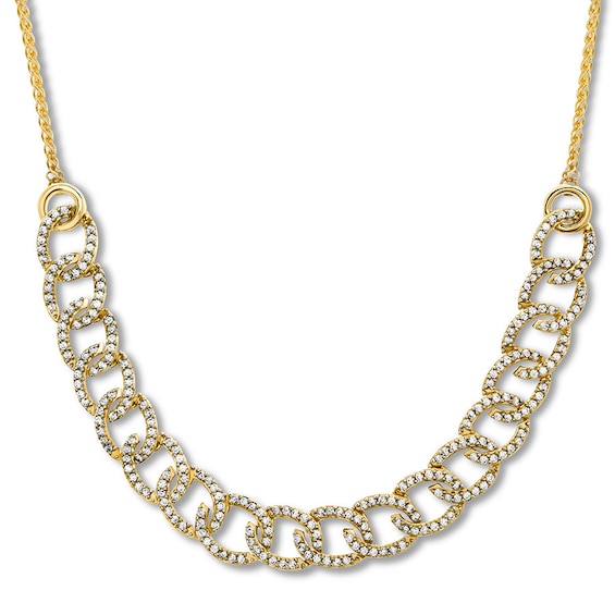 Previously Owned Diamond Link Bolo Necklace 1 ct tw 10K Yellow Gold 22"