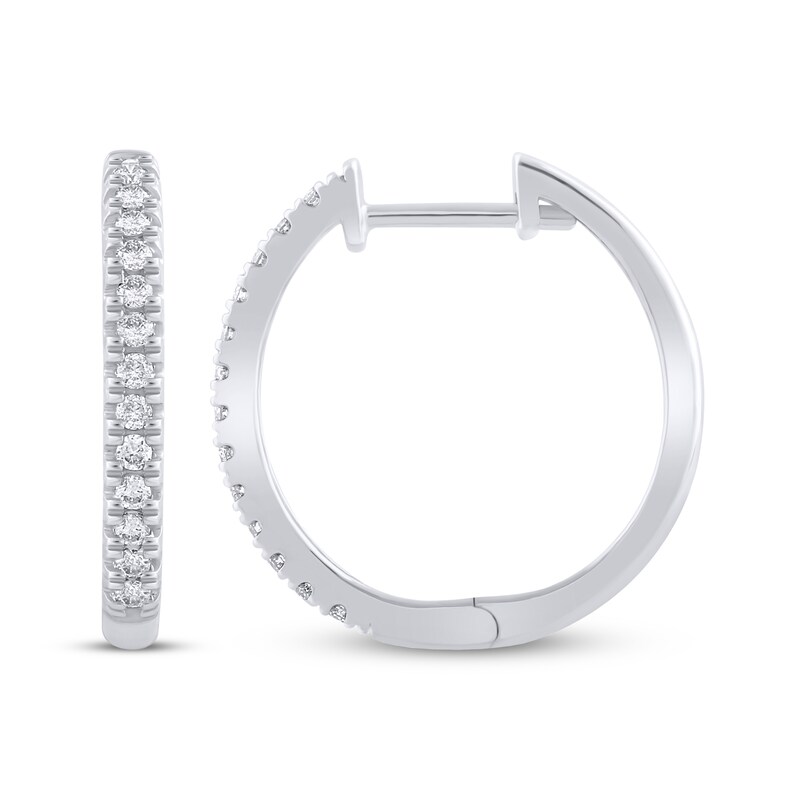 Main Image 1 of Previously Owned Diamond Hoop Earrings 1/4 ct tw 10K White Gold