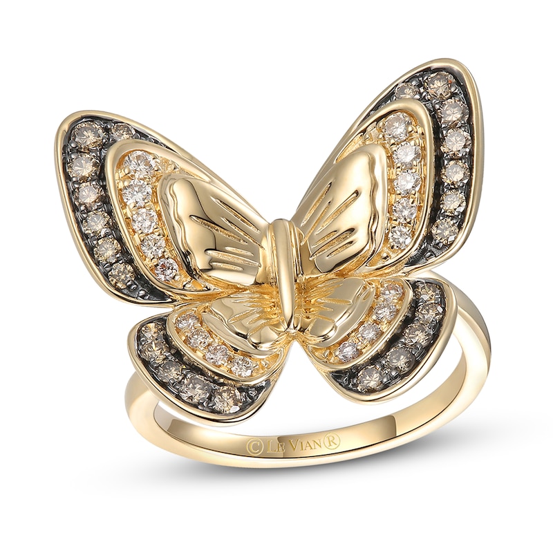 Main Image 1 of Previously Owned Le Vian Diamond Butterfly Ring 5/8 ct tw 14K Honey Gold