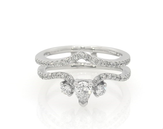 Previously Owned Diamond Enhancer Ring 1/2 ct tw Round/Pear 14K White Gold