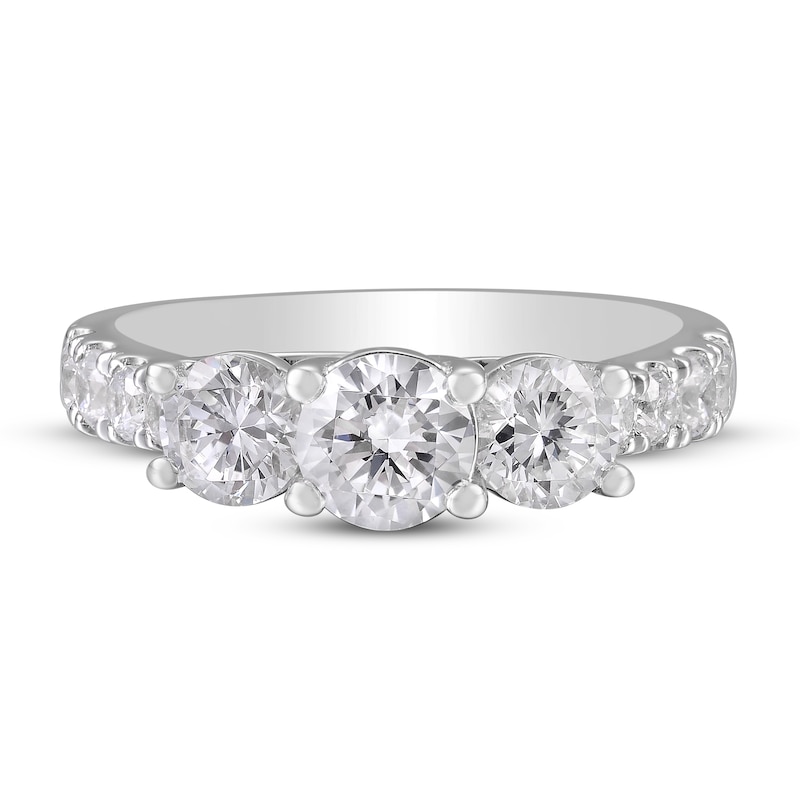 Main Image 4 of Previously Owned Three-Stone Diamond Engagement Ring 2 ct tw Round-cut 14K White Gold