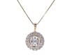 Thumbnail Image 1 of Previously Owned Diamond Halo Necklace 1/2 ct tw Round-cut 10K Two-Tone Gold 18"
