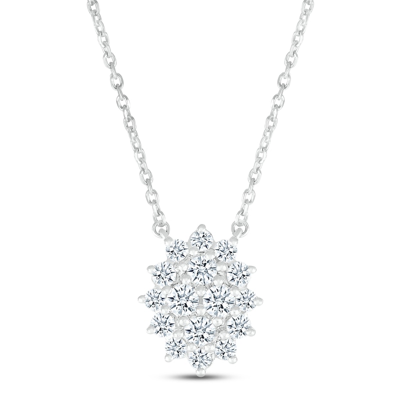 Main Image 1 of Previously Owned Diamond Necklace 1/2 ct tw Round-cut 14K White Gold 18"