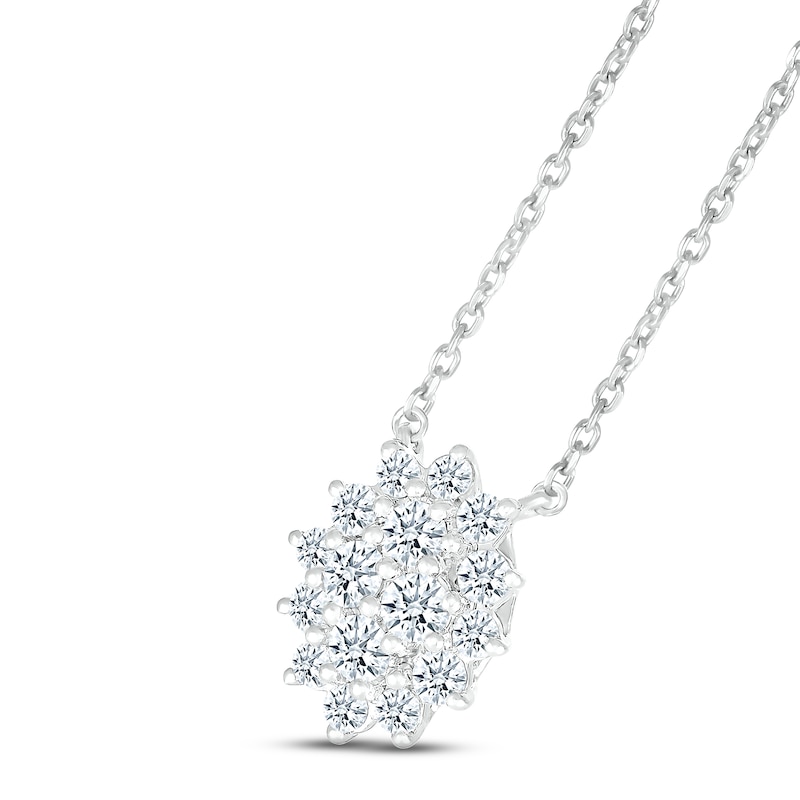 Main Image 2 of Previously Owned Diamond Necklace 1/2 ct tw Round-cut 14K White Gold 18"