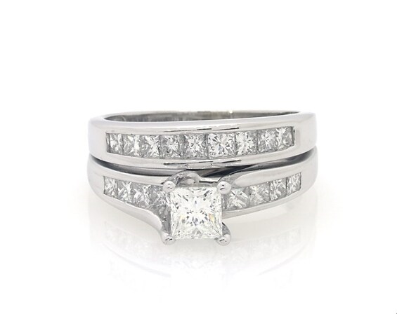 Previously Owned Princess-Cut Diamond Bridal Set 1-1/2 ct tw 14K White Gold Size 7