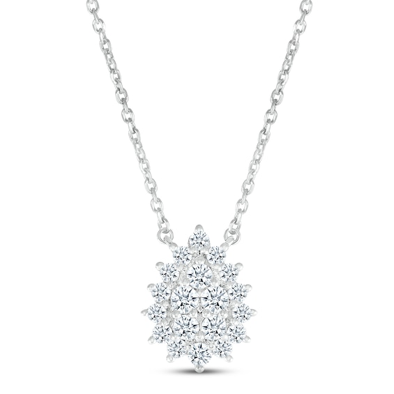 Previously Owned Diamond Teardrop Necklace 1/2 ct tw Round-cut 14K White Gold 18"