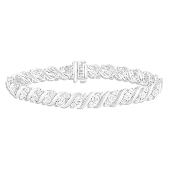 Previously Owned Diamond Swirl Bracelet 1 ct tw Sterling Silver 7.25"