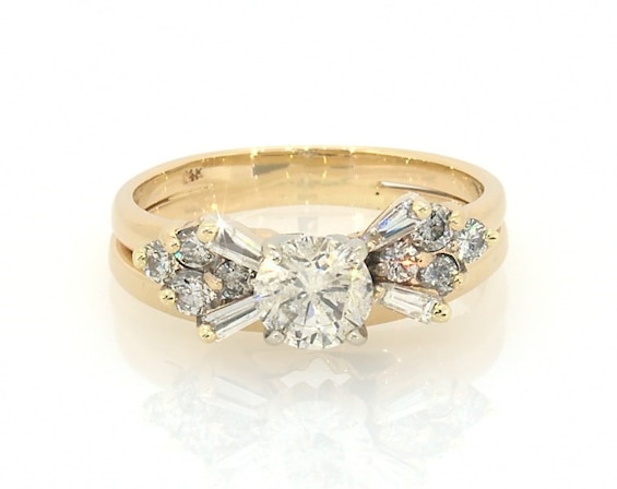 Previously Owned Round-Cut Diamond Bridal Set 1-1/4 ct tw 14K Two-Tone Gold Size 7.5