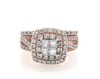 Thumbnail Image 1 of Previously Owned Princess-Cut Diamond Quad Double Halo Bridal Set 1-1/3 ct tw 10K Rose Gold & 14K Two-Tone Gold Size 5.25
