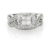 Thumbnail Image 1 of Previously Owned Princess-Cut Quad Diamond Bridal Set 3/4 ct tw 14K White Gold Size 6.5